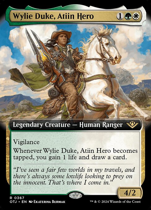 MTG Wylie Duke, Atiin Hero OTJ 367 Extended Art Foil