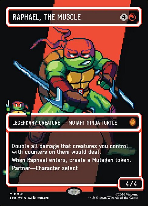 MTG Raphael, the Muscle TMC 091 Borderless Pixel Surge Foil