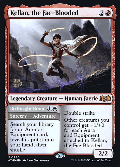 MTG Kellan, the Fae-Blooded // Birthright Boon PWOE 230s Prerelease Foil