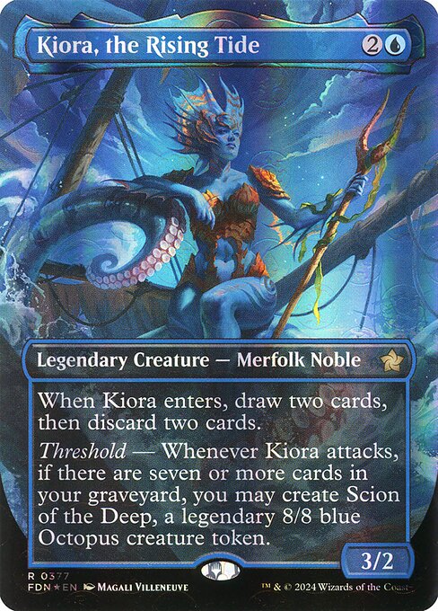 MTG Kiora, the Rising Tide FDN 377 Borderless Mana Foil