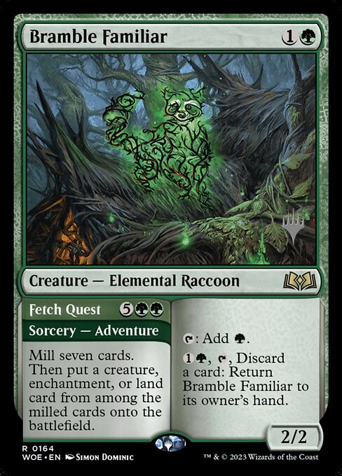 MTG Bramble Familiar // Fetch Quest PWOE 164p Promo Pack Nonfoil