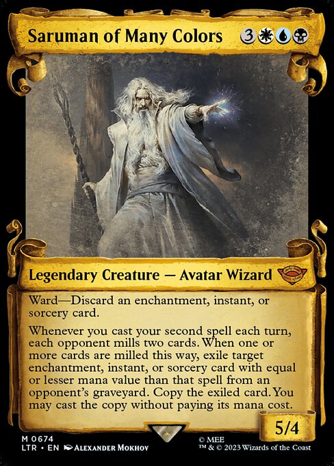 MTG Saruman of Many Colors LTR 674 Showcase Scrolls of Middle-earth Silver Foil