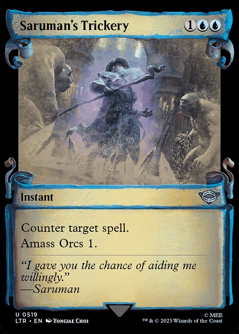 MTG Saruman's Trickery LTR 519 Showcase Scrolls of Middle-earth Silver Foil