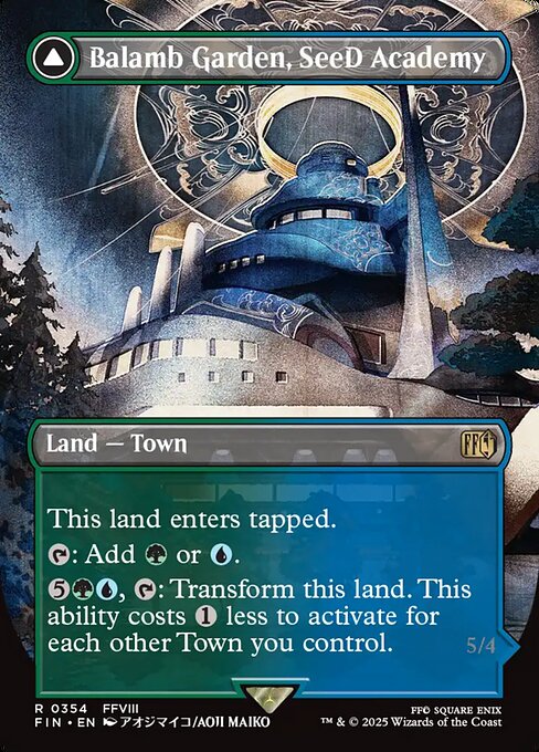 MTG Balamb Garden, SeeD Academy // Balamb Garden, Airborne FIN 354 Borderless Woodblock Nonfoil