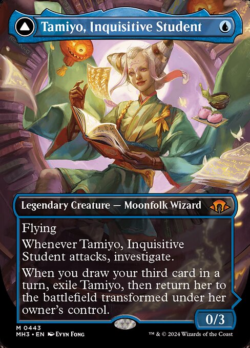 MTG Tamiyo, Inquisitive Student // Tamiyo, Seasoned Scholar MH3 443 Borderless DFC Planeswalker Nonfoil