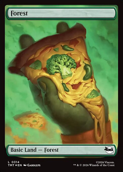 MTG Forest TMT 314 Full-Art Pizza Basic Land Surge Foil
