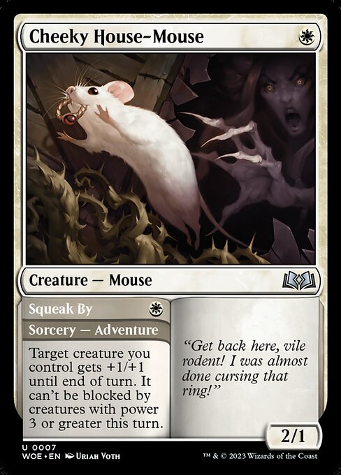 MTG Cheeky House-Mouse // Squeak By WOE 007 Regular Foil