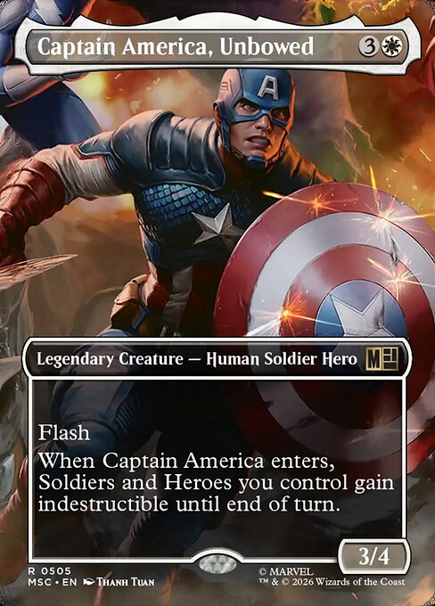 MTG Captain America, Unbowed MSC 505 Borderless Foil