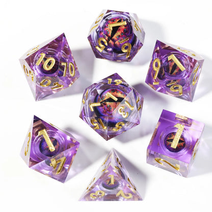 Sharp Edge Dice Liquid Core Purple Diamond Dragon Eye