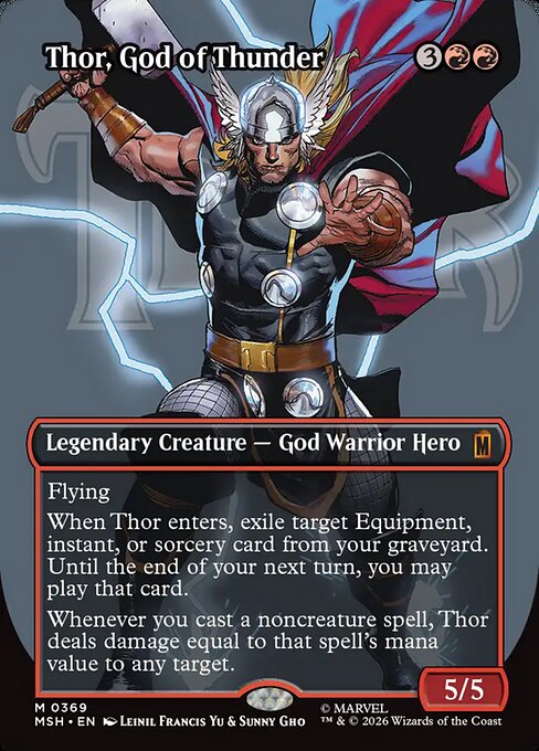 MTG Thor, God of Thunder MSH 369 Borderless Logo Nonfoil