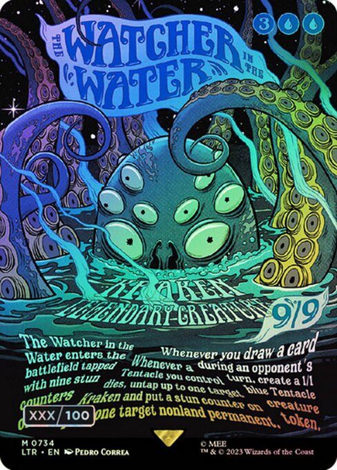 MTG The Watcher in the Water LTR 734z Borderless Poster Serialized Double Rainbow Foil