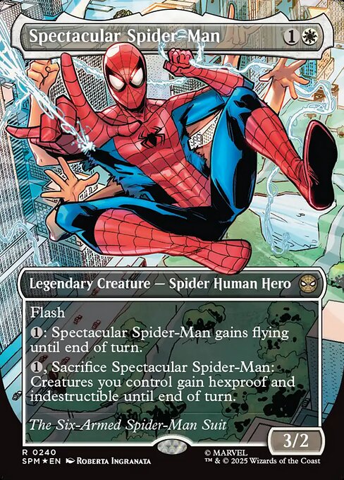 MTG Spectacular Spider-Man SPM 240 Borderless Costume Change Textured Foil