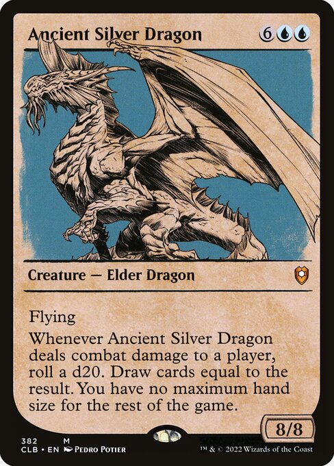 MTG Ancient Silver Dragon CLB 382 Showcase Rulebook Foil