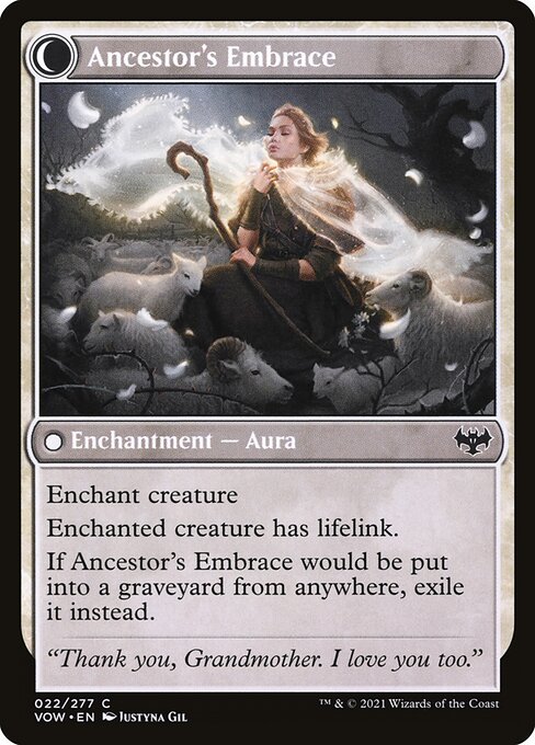 MTG Kindly Ancestor // Ancestor's Embrace VOW 022 Standard Foil reverse