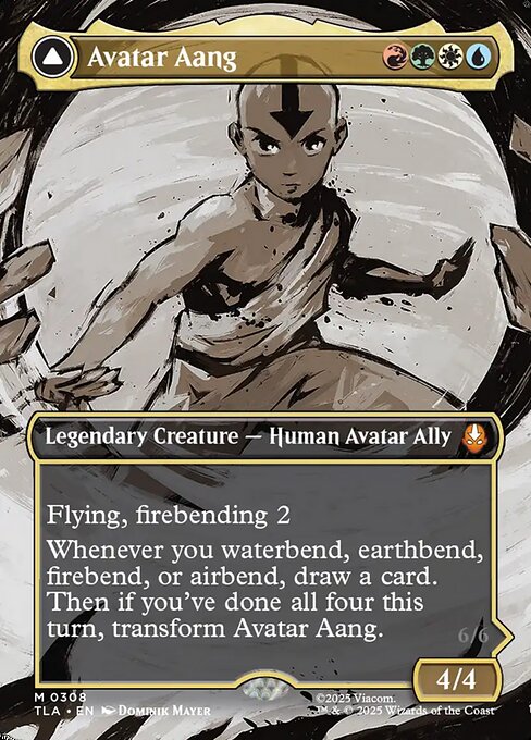 MTG Avatar Aang // Aang, Master of Elements TLA 308 Borderless Scene Nonfoil