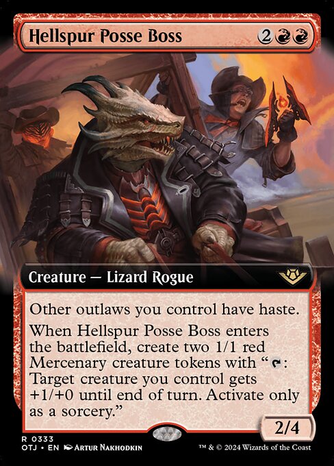 MTG Hellspur Posse Boss OTJ 333 Extended Art Foil