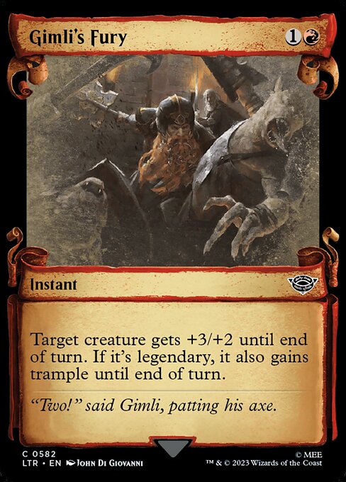 MTG Gimli's Fury LTR 582 Showcase Scrolls of Middle-earth Nonfoil