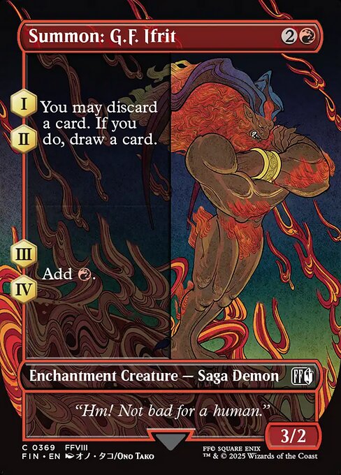 MTG Summon: G.F. Ifrit FIN 369 Borderless Woodblock Foil
