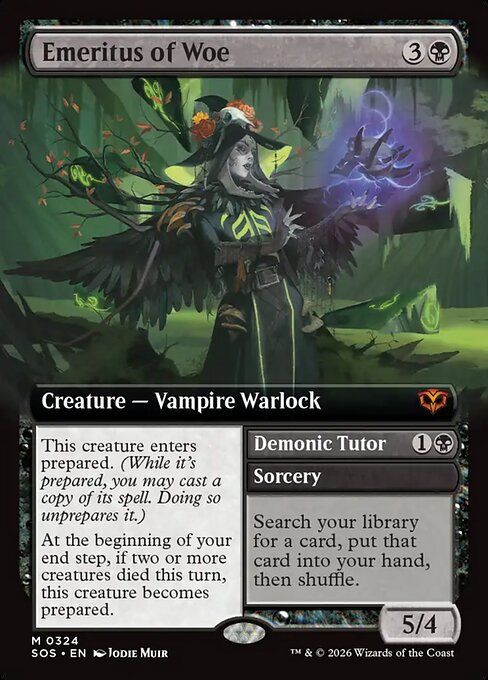 MTG Emeritus of Woe // Demonic Tutor SOS 324 Extended Art Foil