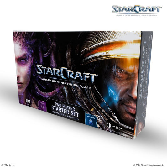 StarCraft Founders Edition two player starter set box showing Kerrigan and Jim Raynor