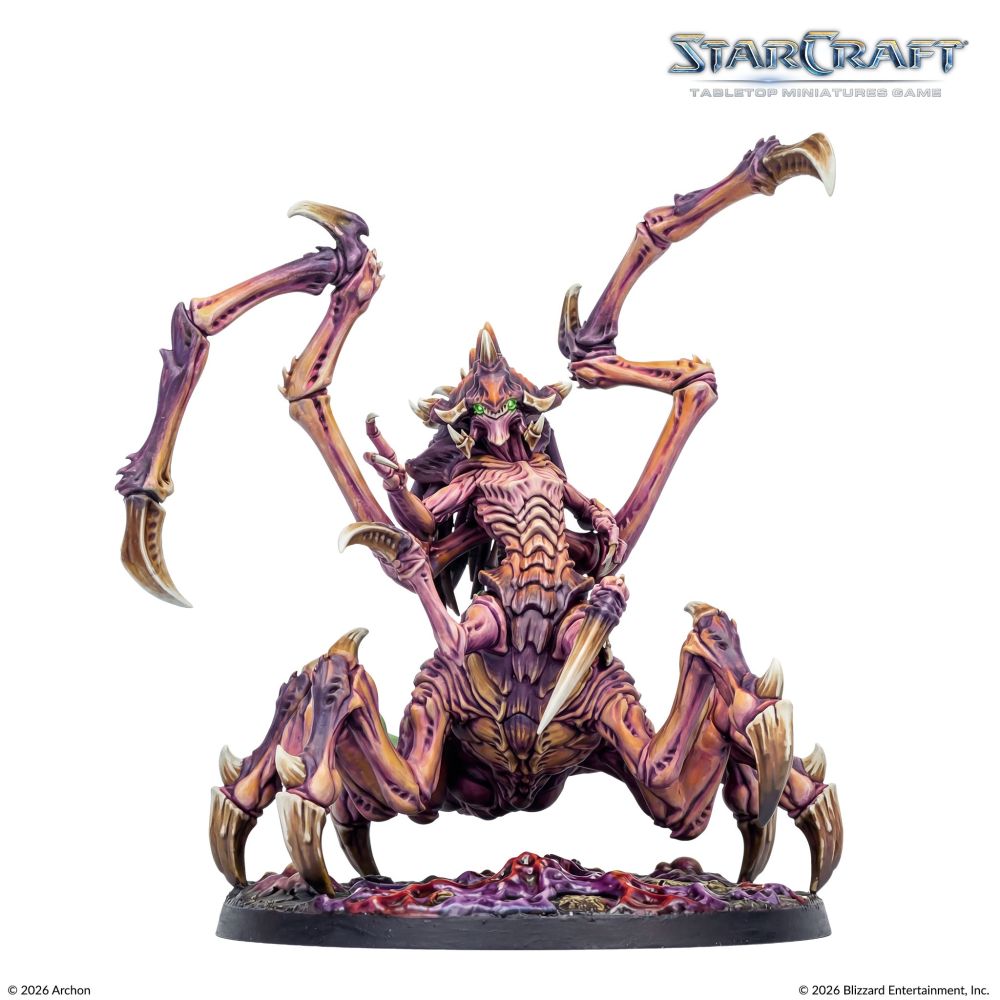 Painted StarCraft Zerg Queen miniature example