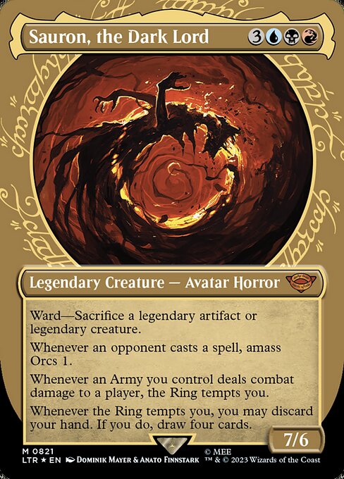 MTG Sauron, the Dark Lord LTR 821 Borderless Surge Foil