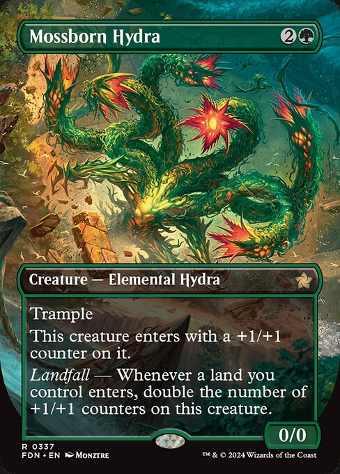 MTG Mossborn Hydra FDN 337 Borderless Foil