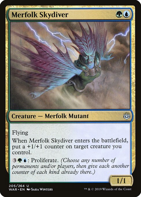 MTG Merfolk Skydiver WAR 205 Standard Foil front
