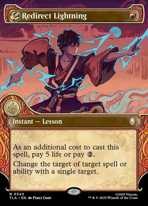 MTG Redirect Lightning TLA 343 Borderless Elemental Frame Foil