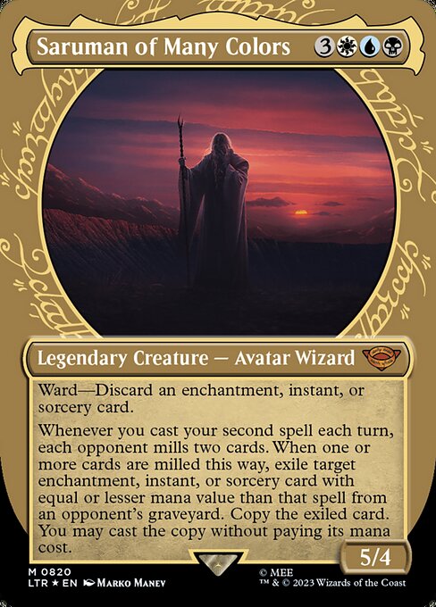 MTG Saruman of Many Colors LTR 820 Borderless Surge Foil