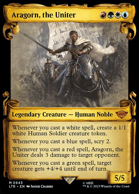 MTG Aragorn, the Uniter LTR 643 Showcase Scrolls of Middle-earth Silver Foil