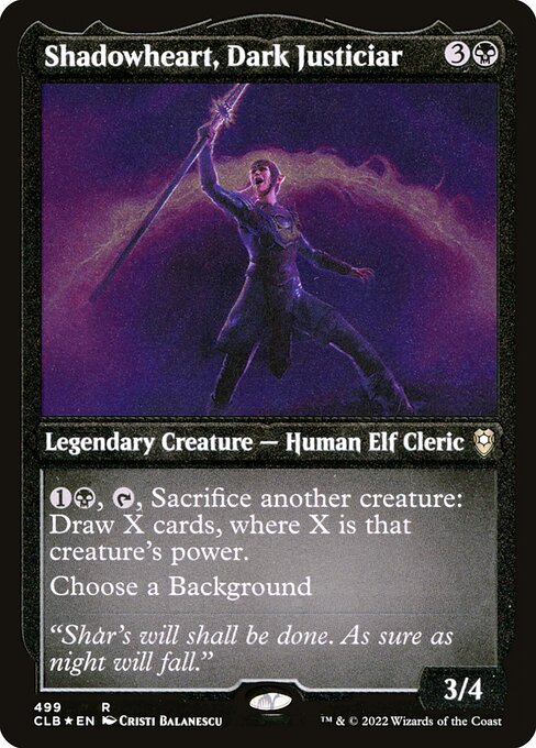 MTG Shadowheart, Dark Justiciar CLB 499 Foil Etched Frame Etched