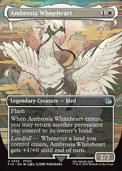 MTG Ambrosia Whiteheart FIN 325 Borderless Woodblock Foil