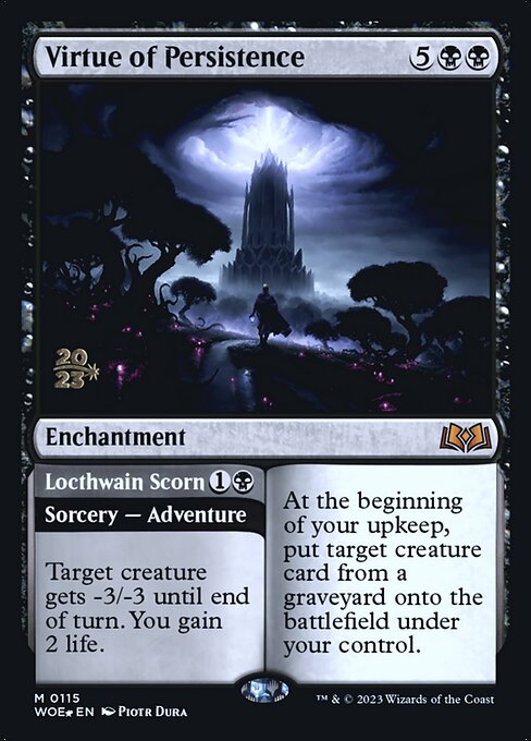 MTG Virtue of Persistence // Locthwain Scorn PWOE 115s Prerelease Foil