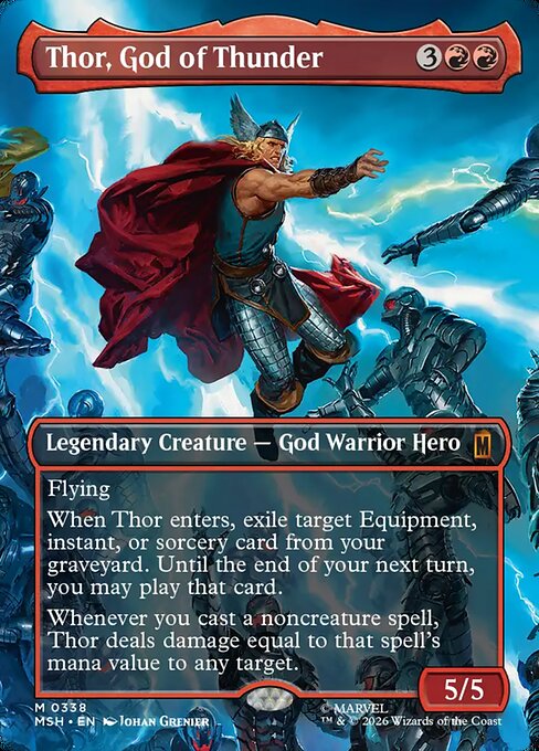 MTG Thor, God of Thunder MSH 338 Borderless Scene Nonfoil