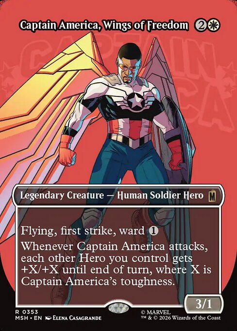 MTG Captain America, Wings of Freedom MSH 353 Borderless Scene Nonfoil