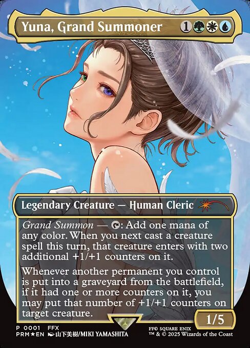 MTG Yuna, Grand Summoner PW25 016 Borderless WPN Play Promo Foil