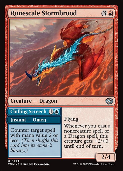 MTG Runescale Stormbrood // Chilling Screech TDM 221 Regular Nonfoil