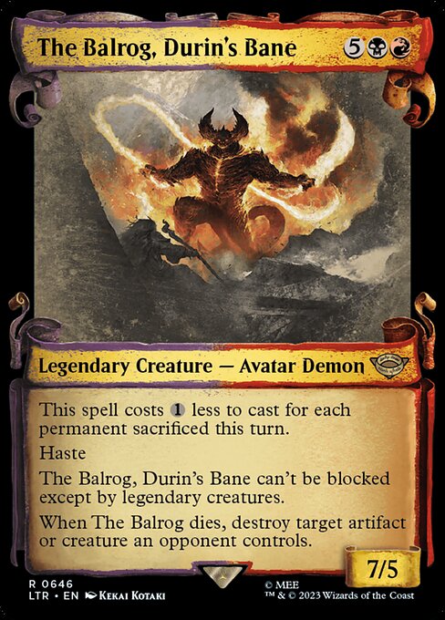 MTG The Balrog, Durin's Bane LTR 646 Showcase Scrolls of Middle-earth Silver Foil