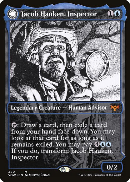 MTG Jacob Hauken, Inspector // Hauken's Insight VOW 320 Showcase Eternal Night Foil front