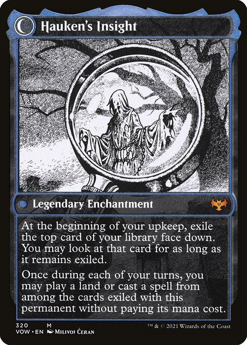 MTG Jacob Hauken, Inspector // Hauken's Insight VOW 320 Showcase Eternal Night Foil reverse