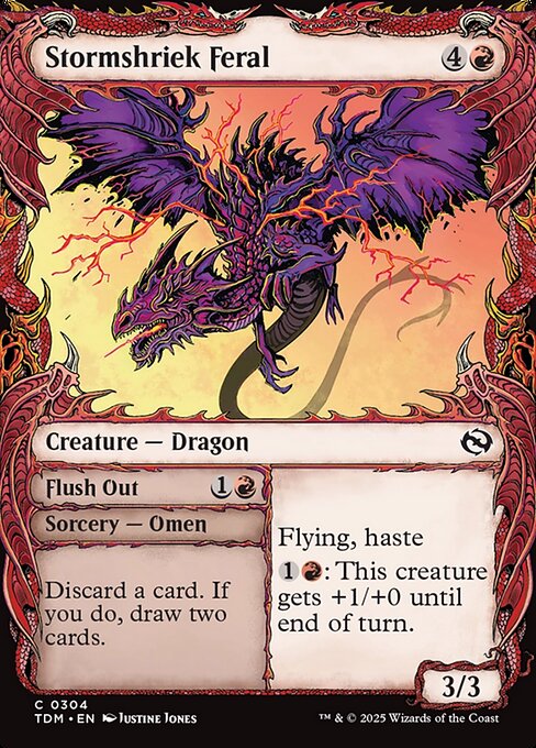 MTG Stormshriek Feral // Flush Out TDM 304 Showcase Draconic Frame Nonfoil