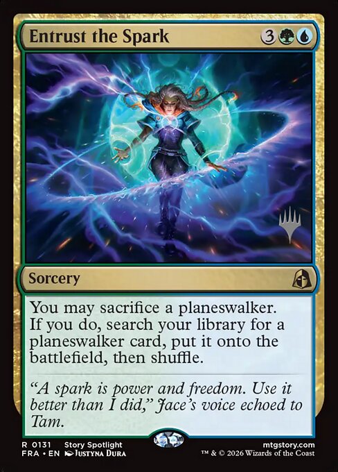 MTG Entrust the Spark PFRA 131P Promo Pack Foil front