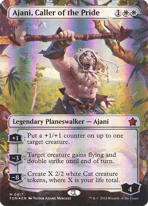 MTG Ajani, Caller of the Pride FDN 417 Borderless Mana Foil