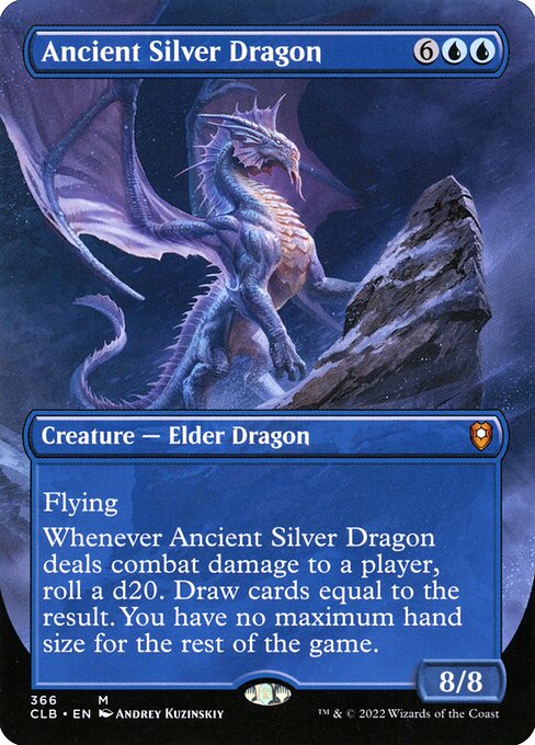 MTG Ancient Silver Dragon CLB 366 Borderless Foil