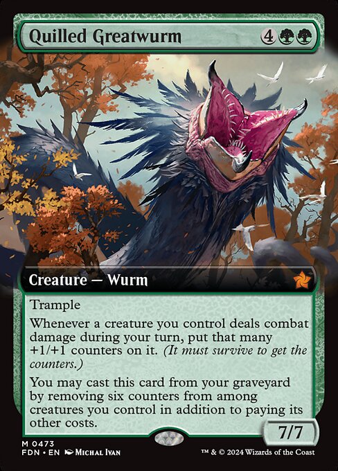 MTG Quilled Greatwurm FDN 473 Extended Art Foil