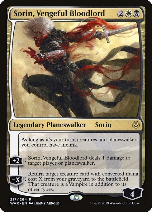 MTG Sorin, Vengeful Bloodlord WAR 217 Standard Nonfoil front