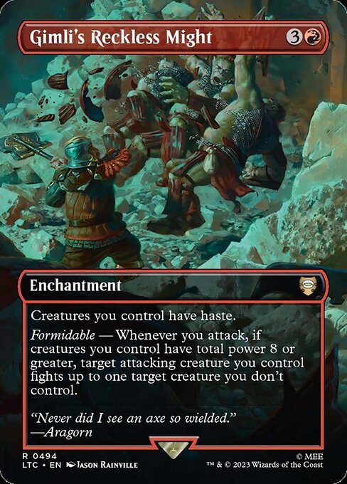 MTG Gimli's Reckless Might LTC 494 Showcase Ring Foil