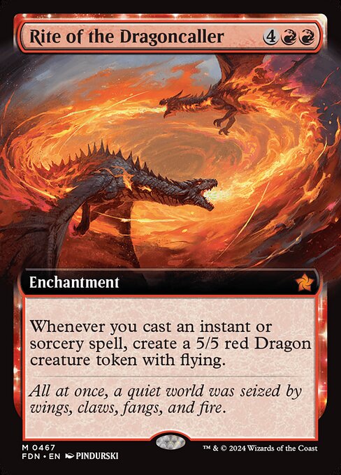 MTG Rite of the Dragoncaller FDN 467 Extended Art Foil