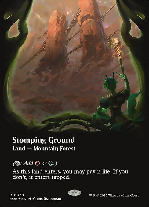 MTG Stomping Ground EOE 378 Borderless Viewport Galaxy Foil